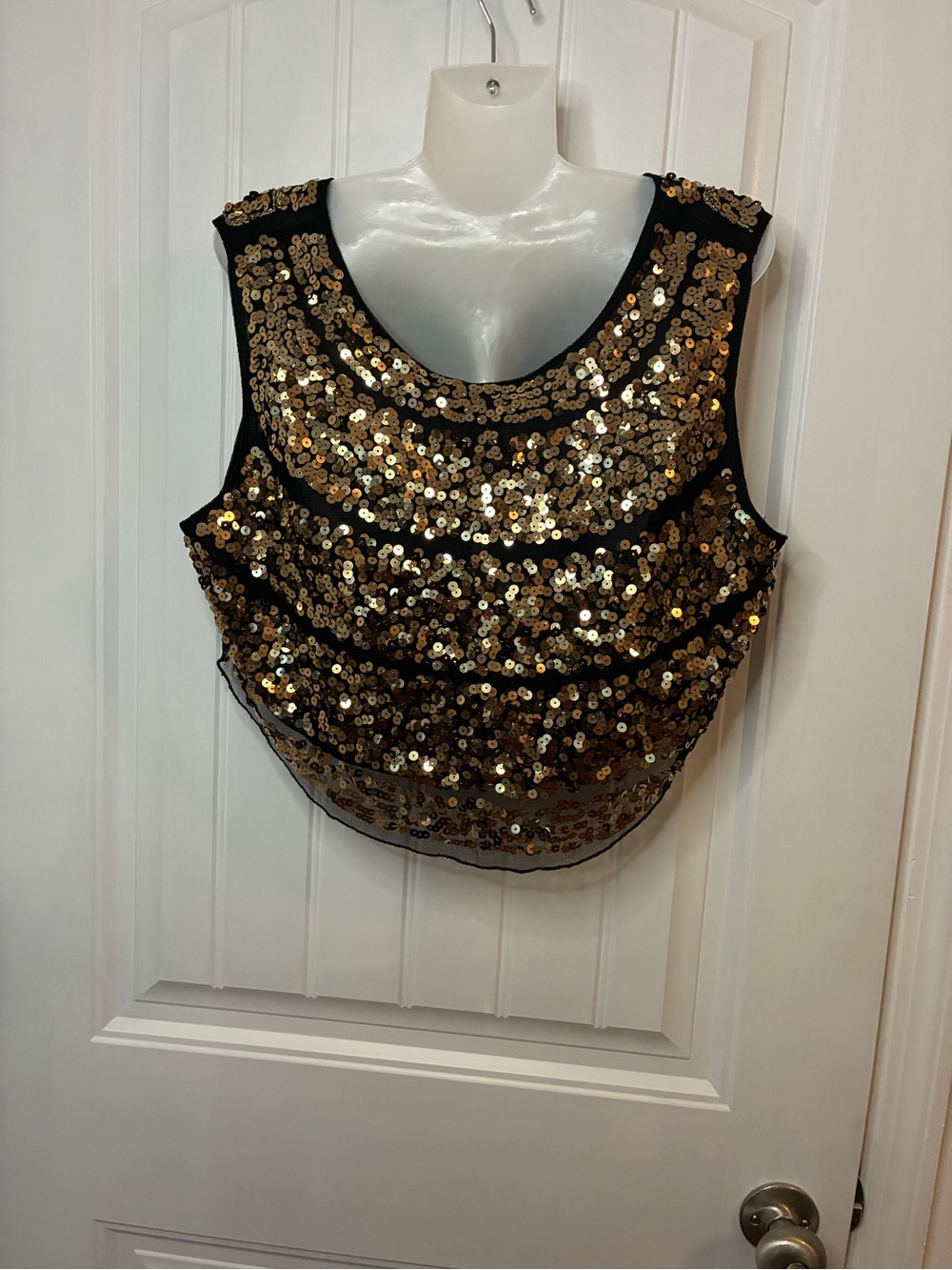 Say What? Black and Gold Sequin Cropped Camisole